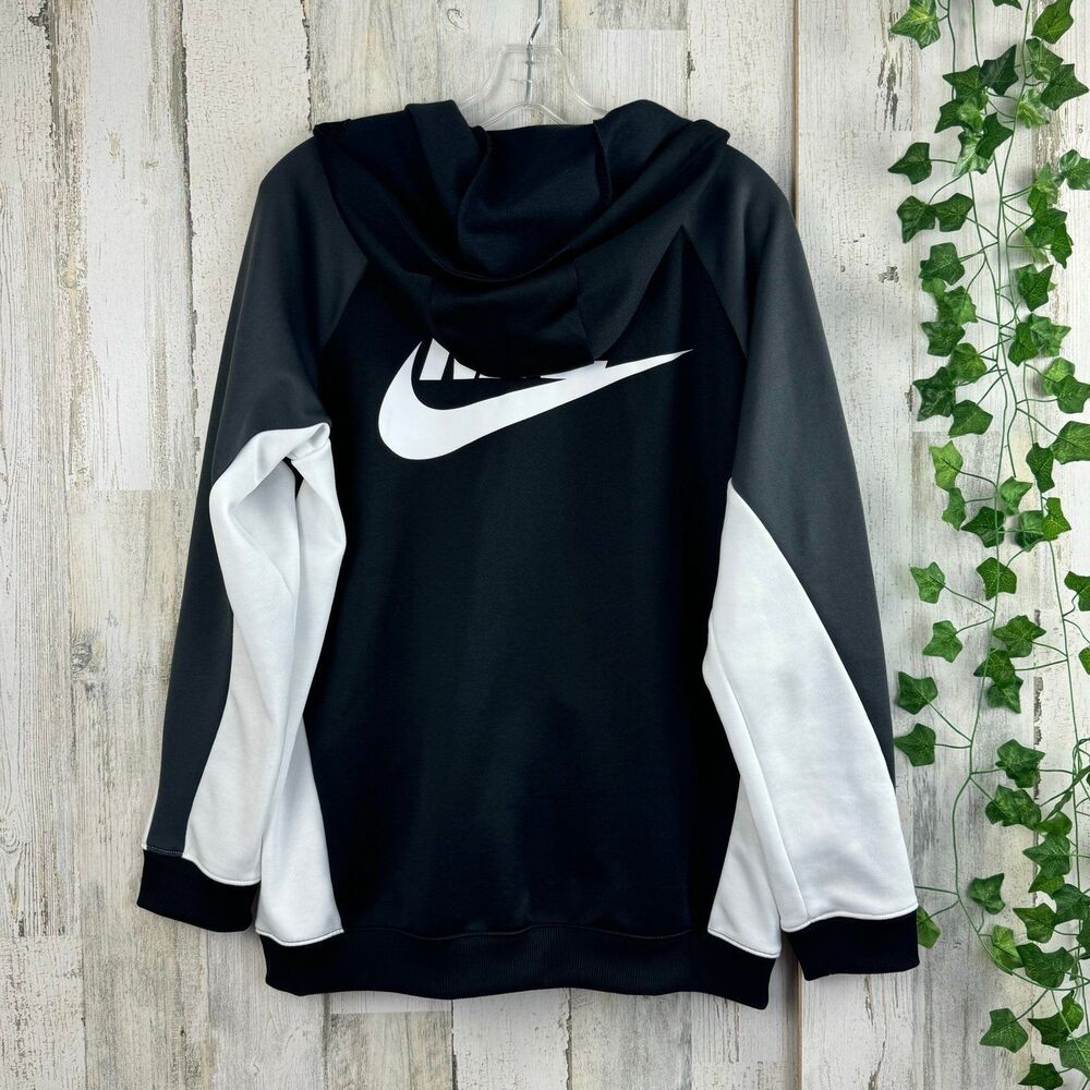 Nike Sportswear Women’s Color Block Hoodie Track Jacket Size Medium Black White - Picture 3 of 6